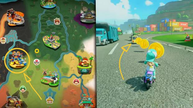 Mario Kart World - Localización del coche para conseguir monedas infinitas en la Fábrica de Toad