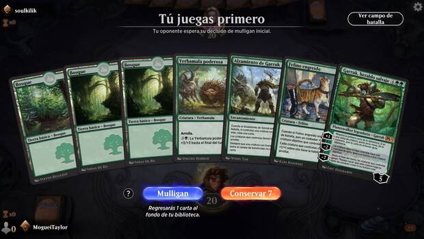 �Os guard�is esta mano o hac�is Mulligan?