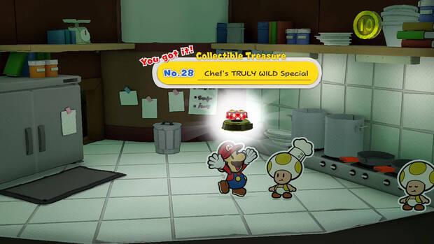 Todos los Tesoros en miniatura en Torre Bellavista de Paper Mario The Origami King - Tesoro en miniatura Nº 28: Menú del día