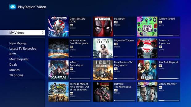 Secci�n de pel�culas en la PlayStation Store