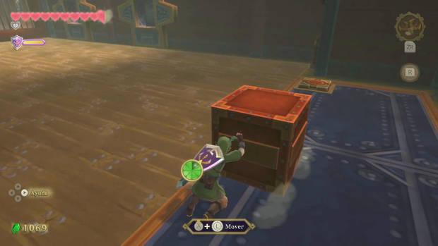 The Legend of Zelda Skyward Sword HD - Galeón de las arenas: caja grande y botón