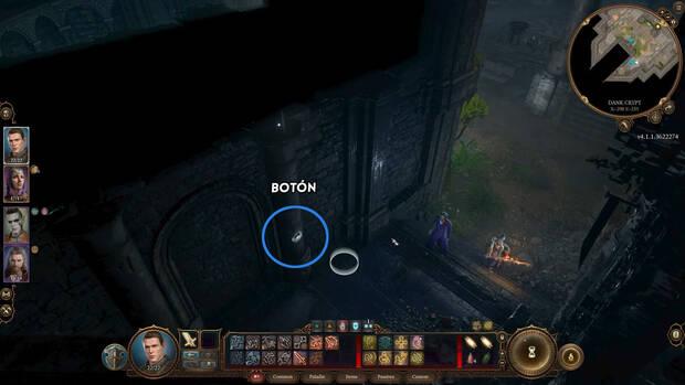 Baldur's Gate 3 - Botón en la cripta fría y húmeda para encontrar a Mustio