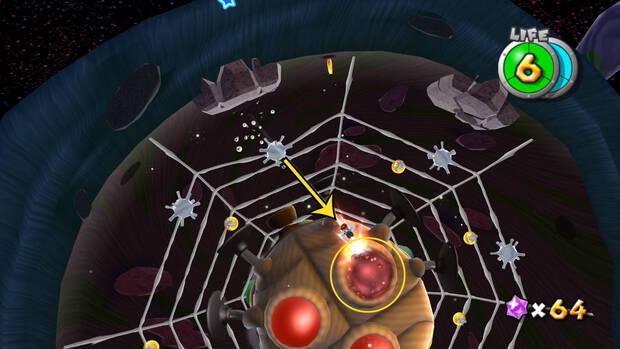 Super Mario Galaxy - Punto débil del jefe Tarantox