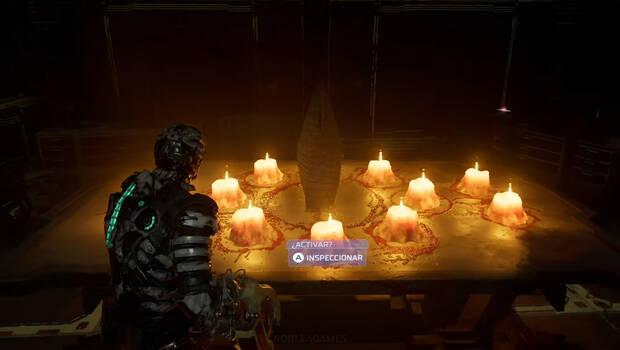 Dead Space Remake - Mesa en la que debes colocar los fragmentos de la Efigie para ver el final alternativo