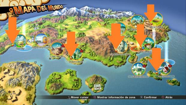 Dragon Ball Z Kakarot - Bolas Dragón en el mapamundi
