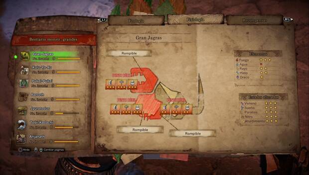 Monster Hunter World - Gran Jagras: debilidades y fortalezas