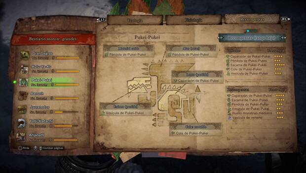 Monster Hunter World - Pukei Pukei: recompensas de rango bajo