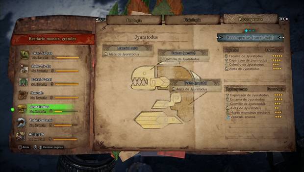 Monster Hunter World - Jyratodus: recompensas de rango bajo
