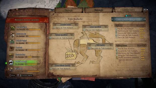 Monster Hunter World - Tobi kadachi: recompensas de rango bajo