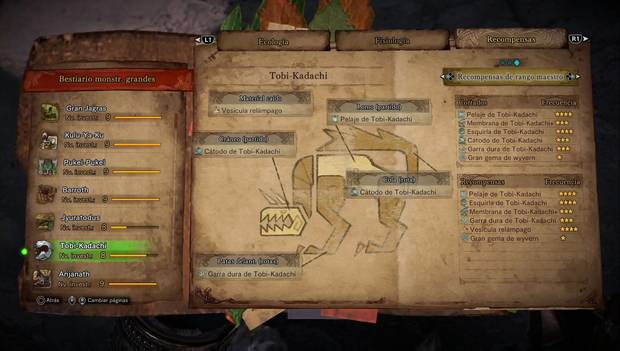Monster Hunter World - Tobi Kadachi: recompensas de rango maestro