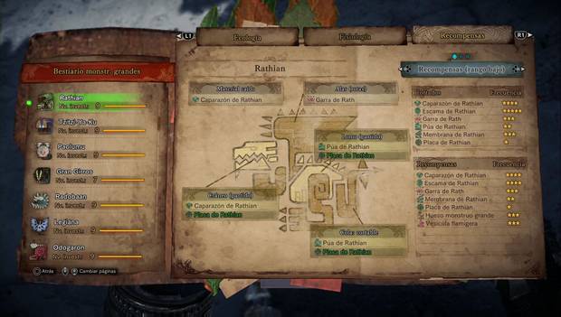 Monster Hunter World - Rathian: recompensas de rango bajo