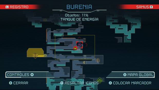 Metroid Dread - Tanques de energía: ubicación del tercer tanque de energía en Burenia, mapa