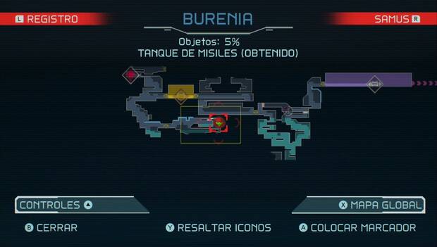 Metroid Dread - Tanques de misiles: ubicación del undécimo tanque de misiles en Burenia, mapa