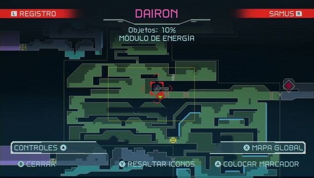 Metroid Dread - Módulos de energía: cuarto módulo de energía en Dairon, mapa