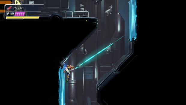 Metroid Dread - El Rayo enganche: Rayo enganche desde las paredes azules