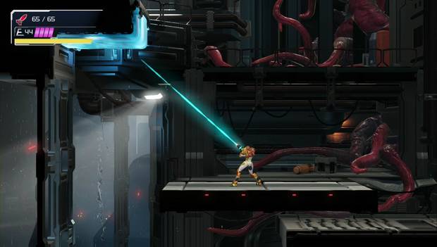 Metroid Dread - Ferenia: pared azul para el Rayo enganche
