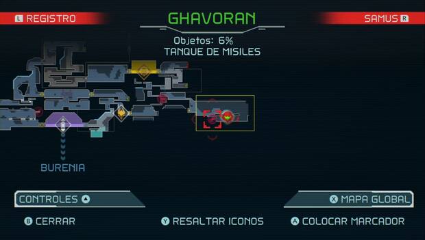 Metroid Dread - Tanques de misiles: ubicación del décimo quinto tanque de misiles en Ghavoran, mapa