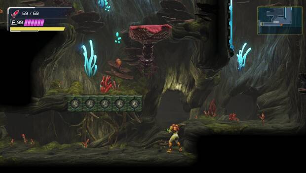 Metroid Dread - El Impulso giratorio: zona por la que subir usando el salto doble
