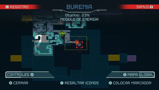 Metroid Dread - Módulos de energía: sexto módulo de energía en Burenia, mapa