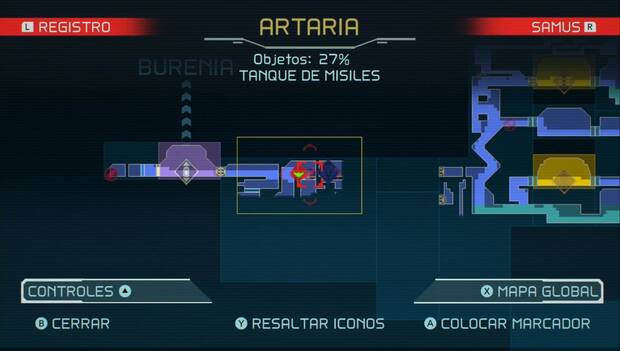 Metroid Dread - Tanques de misiles: ubicación del décimo noveno tanque de misiles en Artaria, mapa