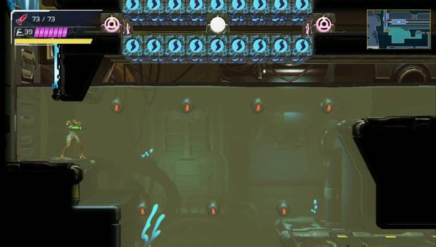Metroid Dread - El Traje gravitatorio: punto desde el que saltar en la zona inundada