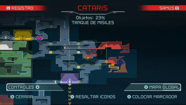 Metroid Dread - Tanques de misiles: ubicación del vigésimo tercer tanque de misiles en Cataris, mapa