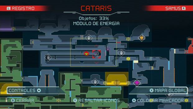 Metroid Dread - Módulos de energía: octavo módulo de energía en Cataris, mapa