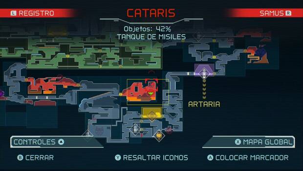 Metroid Dread - Tanques de misiles: ubicación del vigésimo quinto tanque de misiles en Cataris, mapa