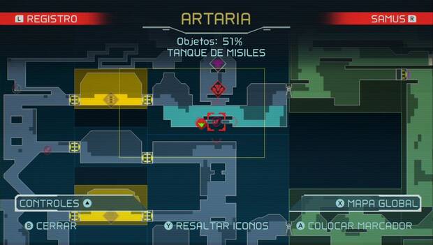 Metroid Dread - Tanques de misiles: ubicación del trigésimo segundo tanque de misiles en Artaria, mapa