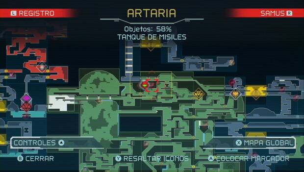 Metroid Dread - Tanques de misiles: ubicación del trigésimo cuarto tanque de misiles en Artaria, mapa