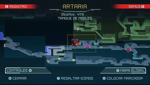 Metroid Dread - Tanques de misiles: ubicación del trigésimo tanque de misiles en Artaria, mapa