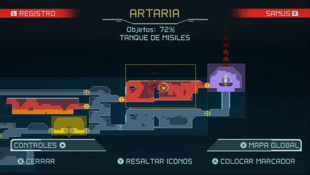 Metroid Dread - Tanques de misiles: ubicación del trigésimo octavo tanque de misiles en Artaria, mapa