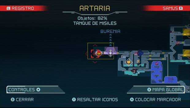 Metroid Dread - Tanques de misiles: ubicación del cuadragésimo primer tanque de misiles en Artaria, mapa