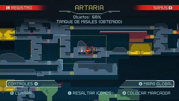 Metroid Dread - Tanques de misiles: ubicación dle trigésimo sexto tanque de misiles en Artaria, mapa