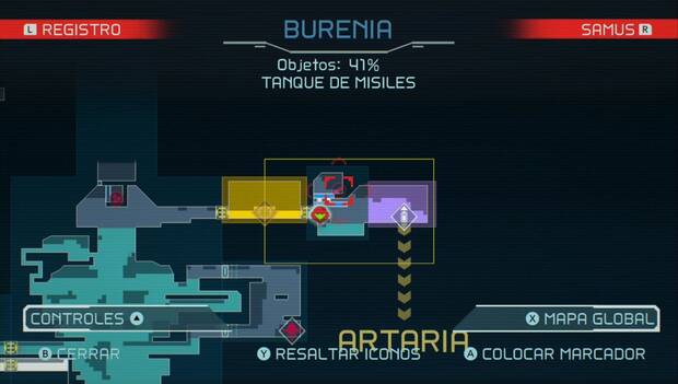 Metroid Dread - Tanques de misiles: tanque de misiles 42 en Burenia, mapa