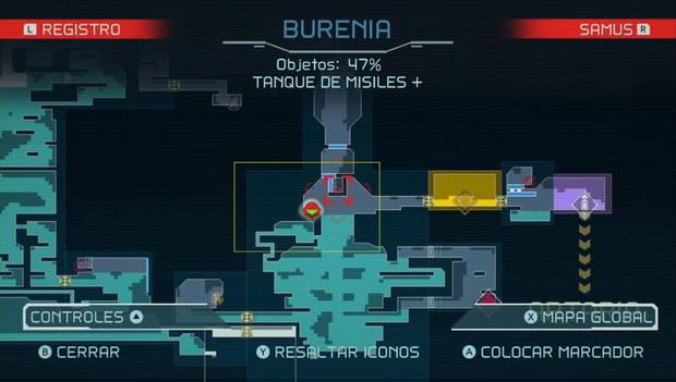 Metroid Dread - Tanques de misiles: tanque de misiles 43 en Burenia, mapa