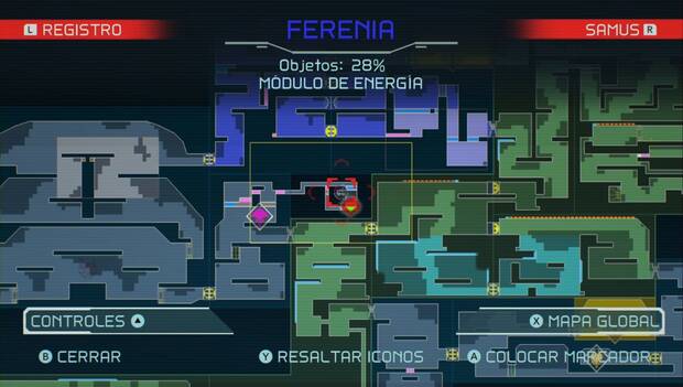 Metroid Dread - Módulos de energía: décimo módulo de energía en Ferenia, mapa