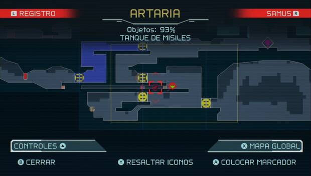 Metroid Dread - Tanques de misiles: ubicación del tanque de misiles 57 en Artaria, ubicación en el mapa