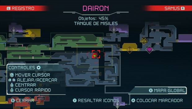 Metroid Dread - Tanques de misiles: ubicación del tanque de misiles 64 en Dairon, mapa