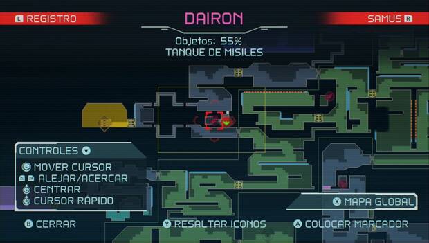 Metroid Dread - Tanques de misiles: ubicación del tanque de misiles 66 en Dairon, ubicación en el mapa