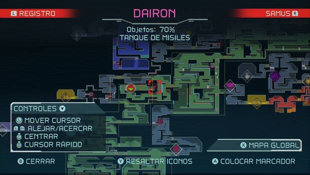 Metroid Dread - Tanques de misiles: ubicación del tanque de misiles 68 en Dairon, ubicación en el mapa