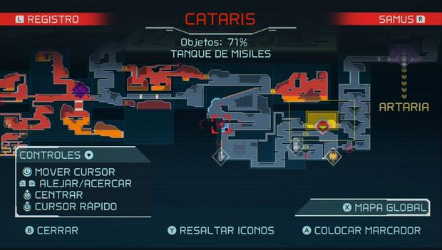 Metroid Dread - Tanques de misiles: ubicación del tanque de misiles 58 en Cataris, ubicación en el mapa