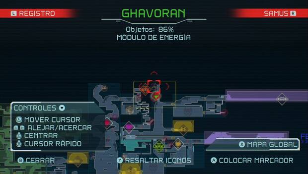 Metroid Dread - Módulos de energía: módulo de energía 16 en Ghavoran, mapa