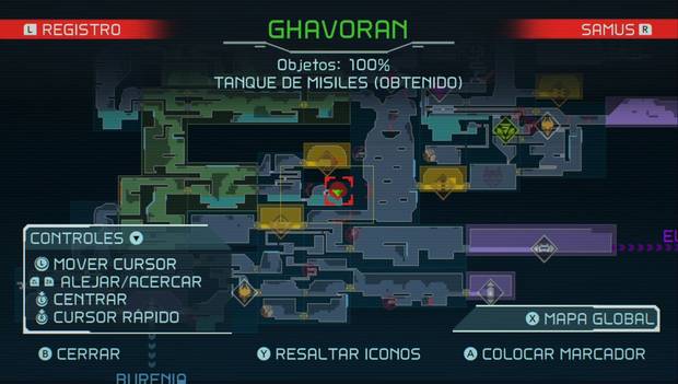 Metroid Dread - Tanques de misiles: ubicación del tanque de misiles 84 en Ghavoran, mapa