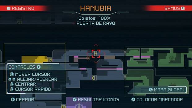 Metroid Dread - Puzzle de aceleración 19 en Hanubia, mapa