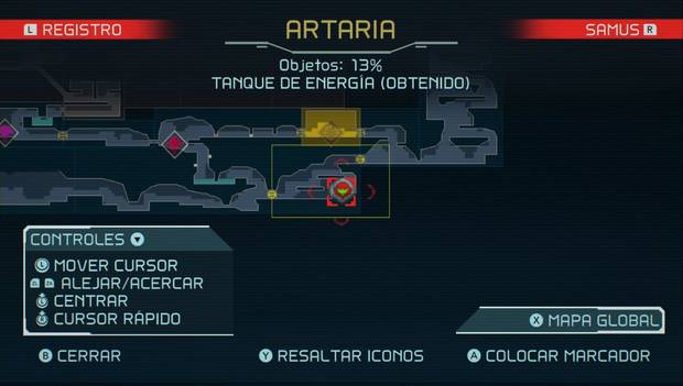 Metroid Dread - Tanques de energía: ubicación del primer tanque de energía en Artaria, mapa
