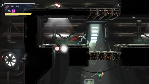 Metroid Dread - Dairon: suelo destruible cerca de la lanzadera