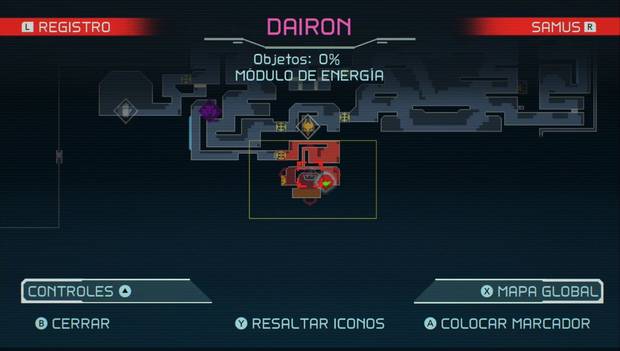 Metroid Dread - Tanques de energía: segundo tanque de energía en Dairon, mapa