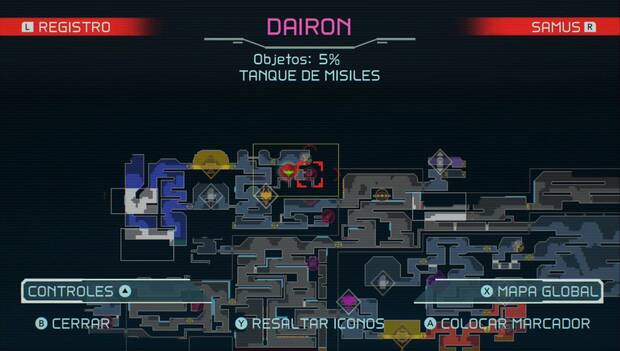 Metroid Dread - Tanques de misiles: ubicación del décimio tanque de misiles en Dairon, mapa