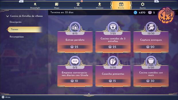 Disney Dreamlight Valley - Nuevos contenidos: men de tareas del Camino de estrellas de Villanos